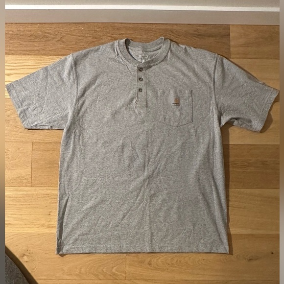 Carhartt tshirt button front pocket tshirt men’s grey size L classic - Picture 1 of 12